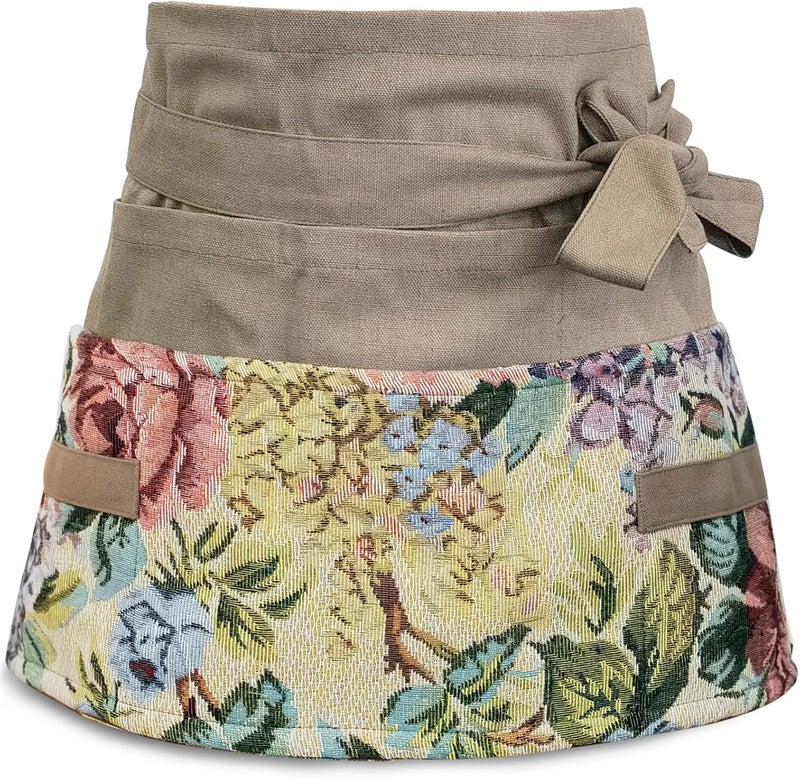 MILCIL Store Garden Apron for Woman, Serve Apron Cute, Flora Half Apron with 8 Pockets, Valentines Gift for Mom Wife Girlfriend - Image 1